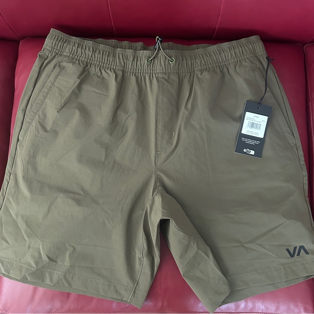Olive Green RVCA Men's spectrum tech Shorts